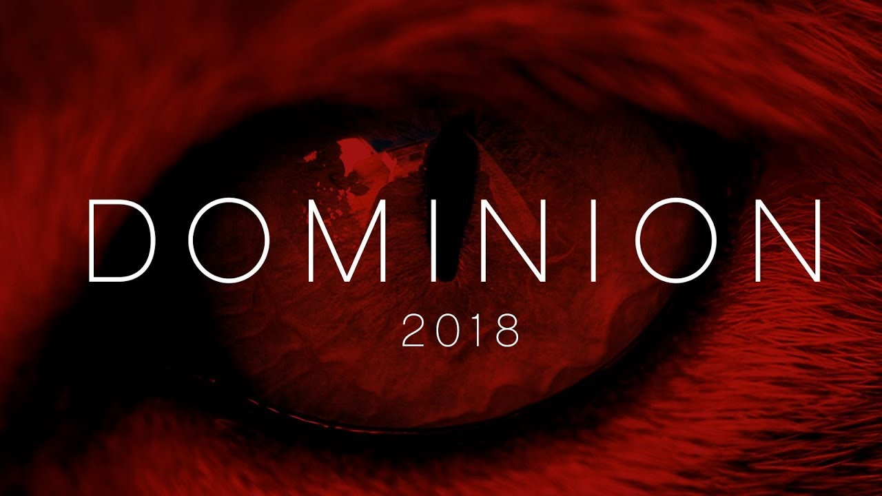 Vegan movie poster for dominion 2018 showing an animal eye with a red filter that is the color of blood